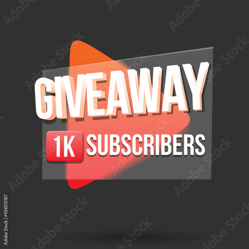 giveaway 1K (1000) subcribers. template design for social media post or website banner. Clean illustration with modern typography text style vector illustration