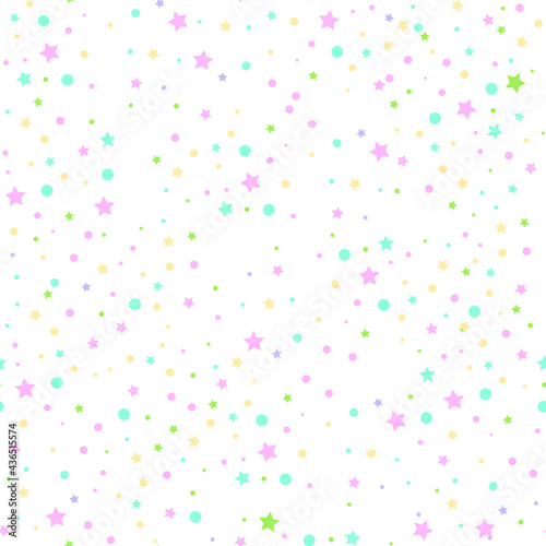 Vector seamless pattern with birthday confetti on a white background. Birthday background