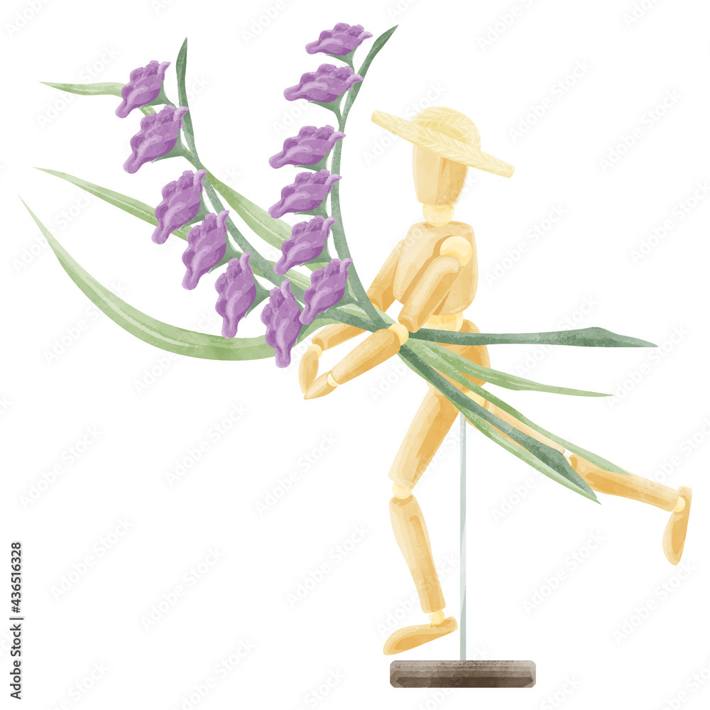 デッサン用モデル人形の手描き水彩風イラスト Stock Vector Adobe Stock