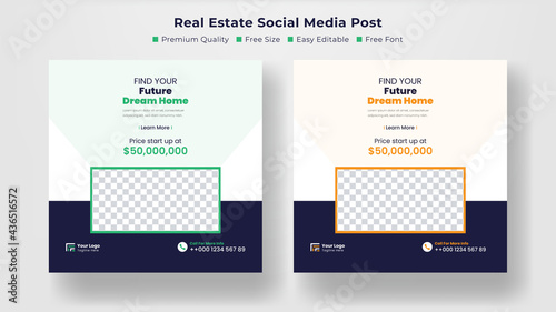 Real estate modern home sale social media post banner design template For digital marketing. with elegant, abstract, Business, signboard. 