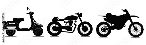 Set of isolated icons on a theme motorcycle black color
