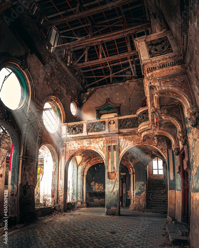Light coming through windows in the haunted Spicer castle in Serbia