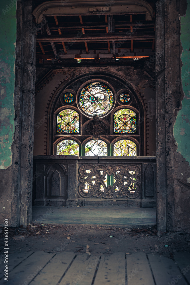 Light coming through a big window in the haunted Spicer castle in Serbia