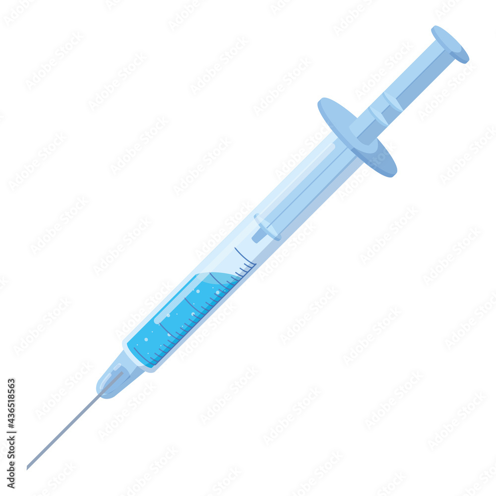 Isolated syringe with a blue liquid icon Isolated syringe with a blue liquid icon