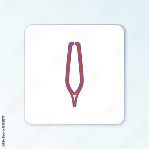 Line Eyebrow tweezers icon isolated on white background. Cosmetic tweezers for ingrown hair. Colorful outline concept. Vector