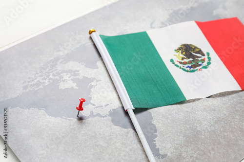 World map with pin and Mexi...