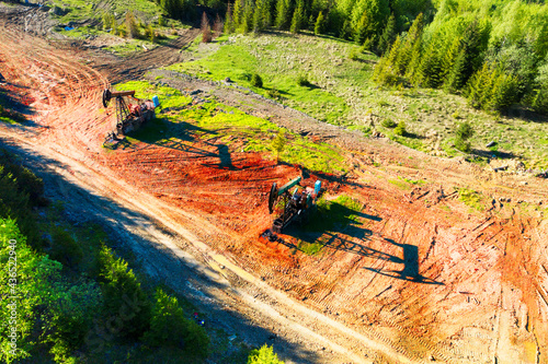 Fototapeta oil field, aerial photo