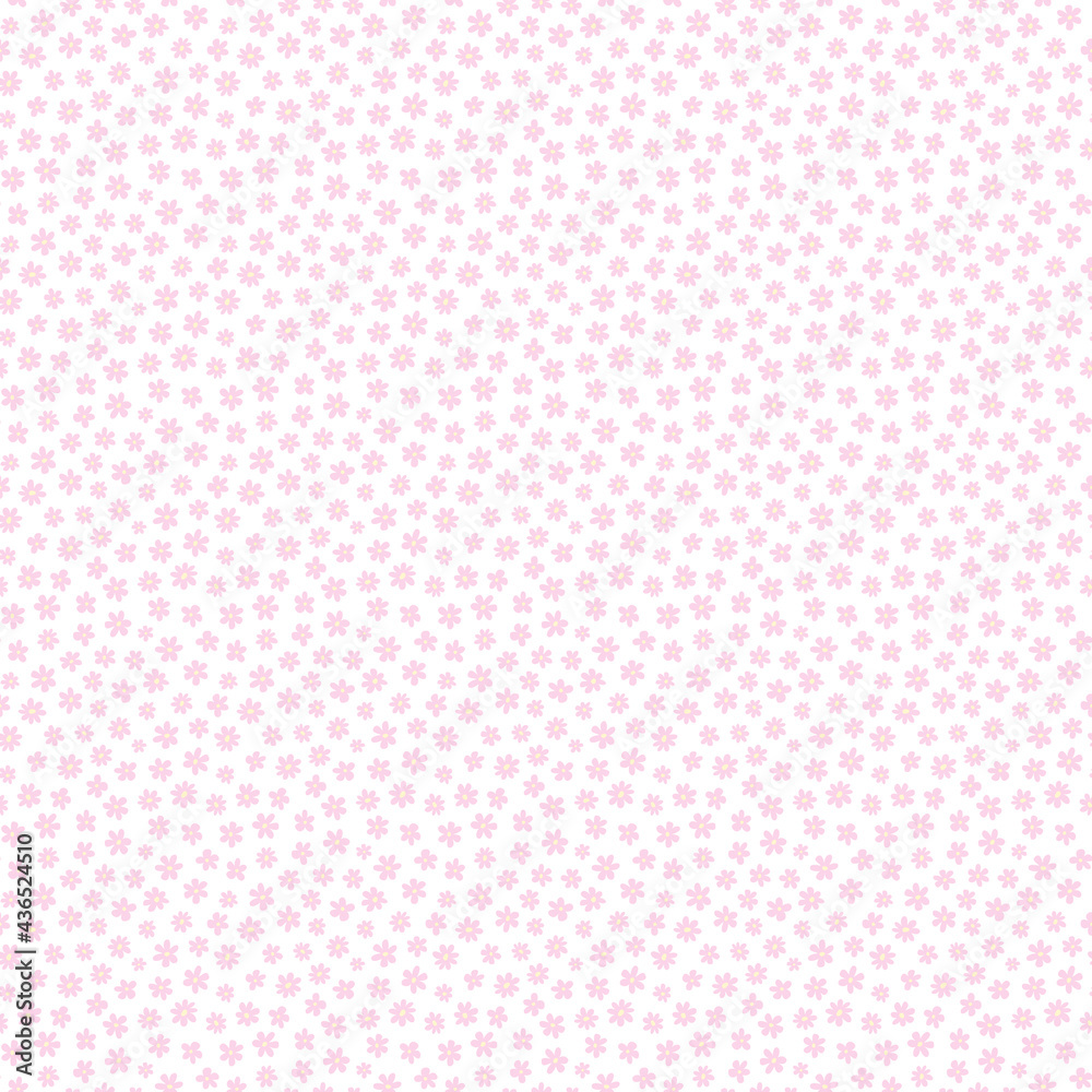 A seamless floral pattern. Pink cute children's background. Summer beautiful print.