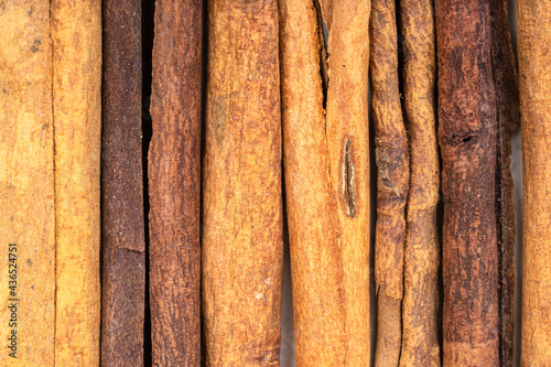 background - several sticks of cassia cinnamon photo