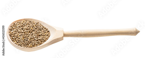 barnyard millet seeds in wooden spoon isolated photo