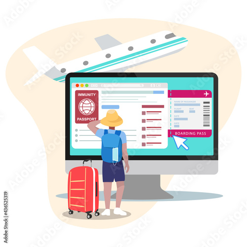 Passport vaccine or immunity document covid19 coronavirus, Immunity vaccinated passport for travel during Coronavirus pandemic concept. Vacation or tourist at airport. Web