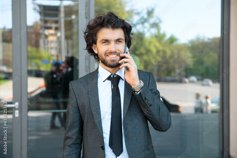 happy man talking phone