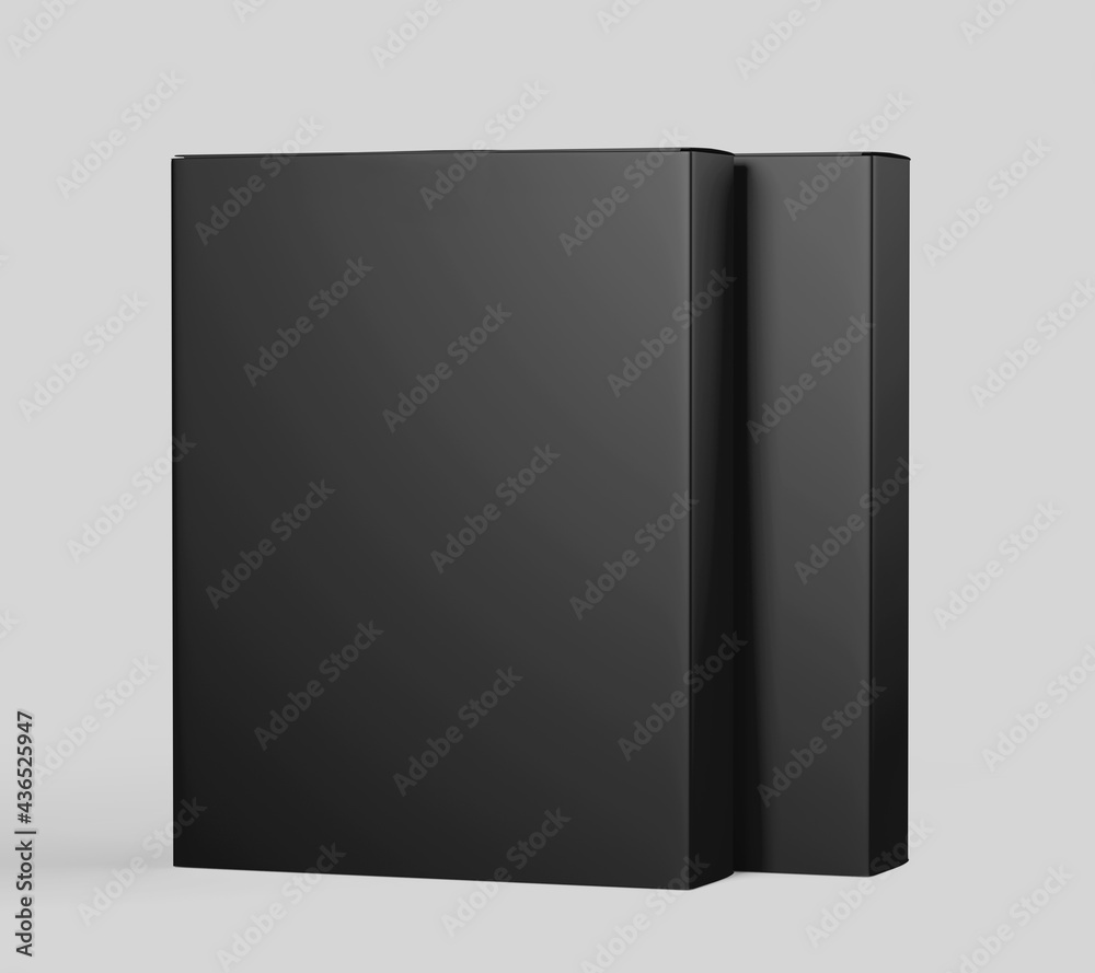 Blank white software box Mockup, medium size Cardboard package box, 3d rendering isolated on light gray background, ready for your design Blank white software box Mockup, medium size Cardboard package box, 3d rendering isolated on light gray background, ready for your design