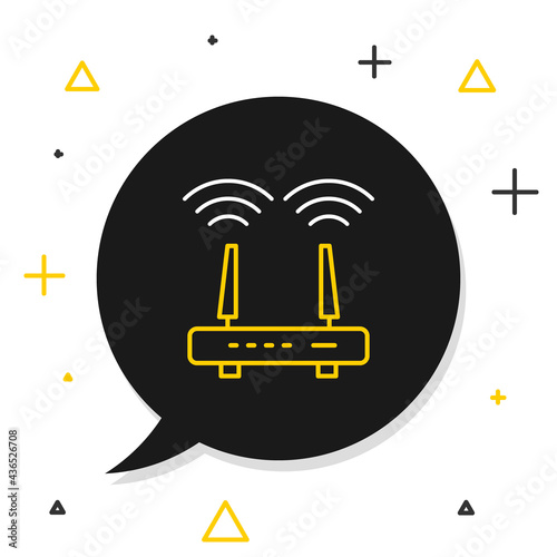 Line Router and wi-fi signal icon isolated on white background. Wireless ethernet modem router. Computer technology internet. Colorful outline concept. Vector