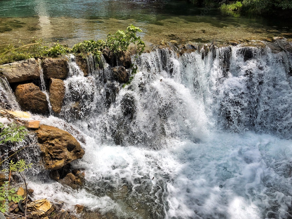 The river flows into the sea in Alanya, Turkey. The river flows into the sea in Alanya, Turkey.