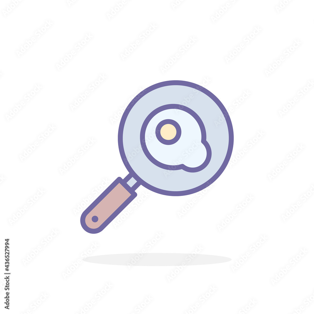 Frying pan icon in filled outline style. Frying pan icon in filled outline style.