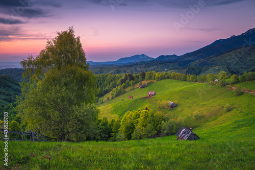 Stunning summer countryside landscape at sunset, Simon, Romania © janoka82