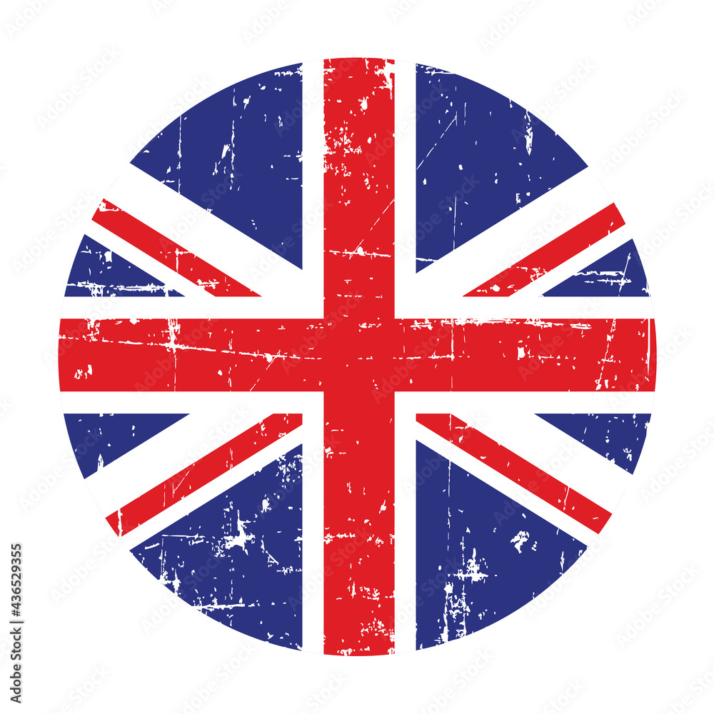 Obraz premium Illustration of a badge with flag of United Kingdom of Great Britain and Northern Ireland on a white background
