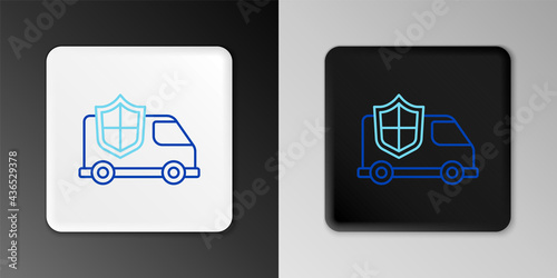 Line Car with shield icon isolated on grey background. Insurance concept. Security, safety, protection, protect concept. Colorful outline concept. Vector © vector_v