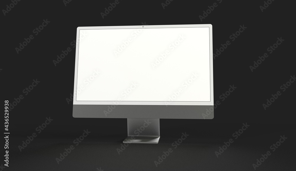 Computer display mock up with blank white screen. Stylish desktop computer mockup 3D Computer display mock up with blank white screen. Stylish desktop computer mockup 3D