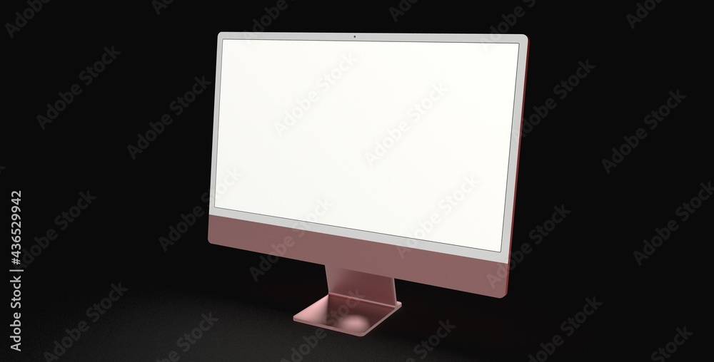 Computer display with blank white screen 3d Computer display with blank white screen 3d