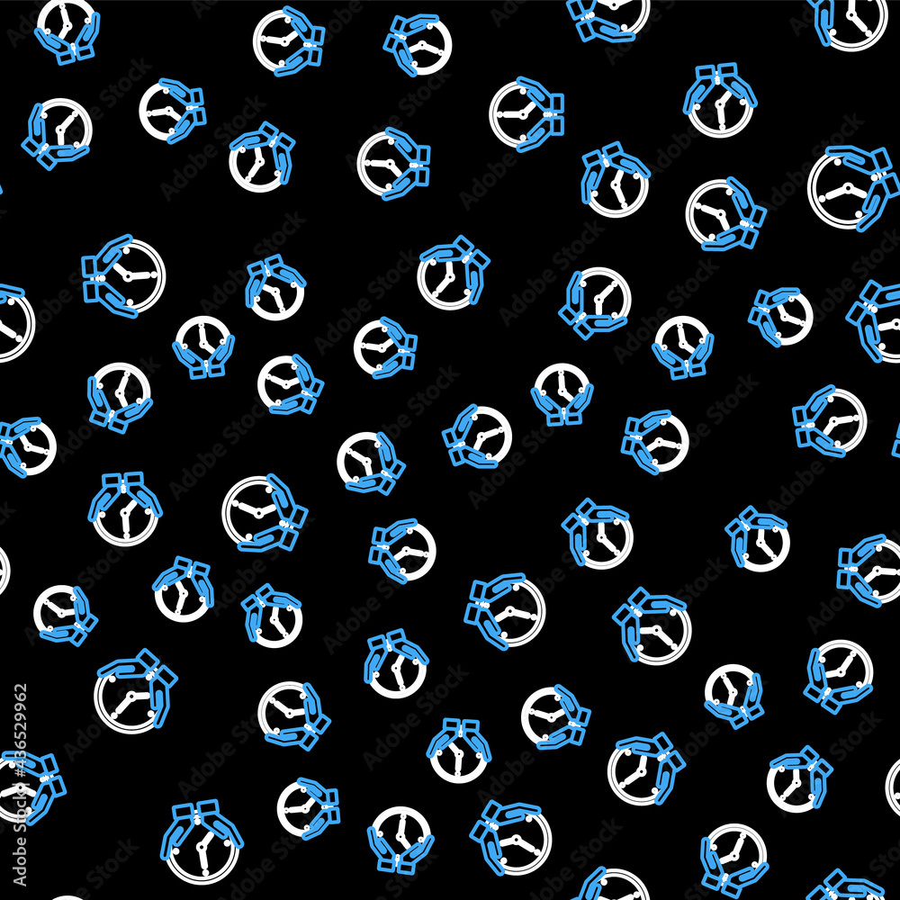 Line Clock icon isolated seamless pattern on black background. Time symbol. Vector Line Clock icon isolated seamless pattern on black background. Time symbol. Vector
