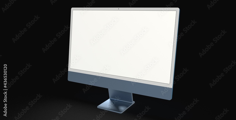Realistic flat screen computer monitor 3de style mockup with blank screen isolated 3d Realistic flat screen computer monitor 3de style mockup with blank screen isolated 3d