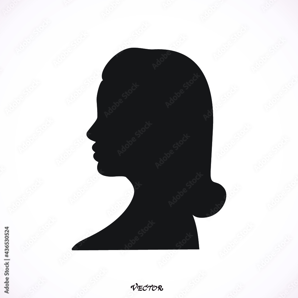 side silhouette profile of young woman with elegant hairstyle