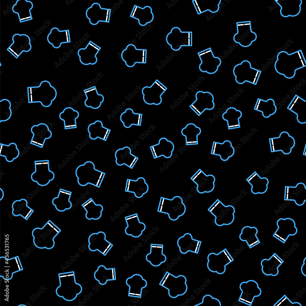 Line Chef hat icon isolated seamless pattern on black background. Cooking symbol. Cooks hat. Vector Line Chef hat icon isolated seamless pattern on black background. Cooking symbol. Cooks hat. Vector