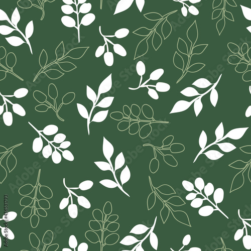 vector seamless leaves and mushrooms pattern collection