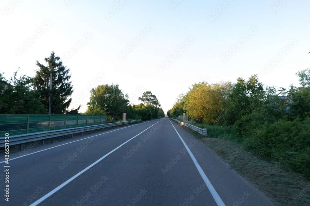 Italian state highway in the middle of the fields of Emilia Romagna