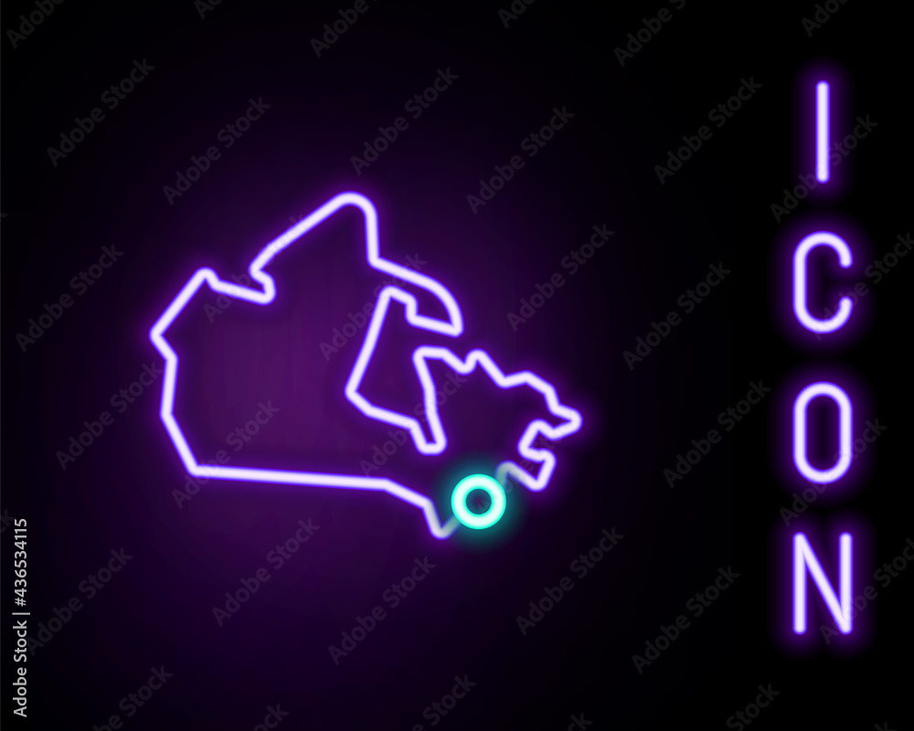 Glowing neon line Canada map icon isolated on black background. Colorful outline concept. Vector Glowing neon line Canada map icon isolated on black background. Colorful outline concept. Vector