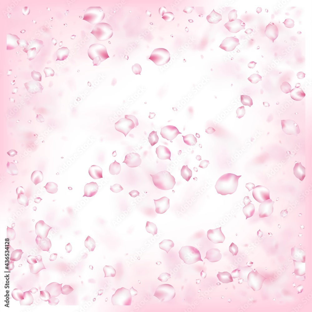 Cherry Sakura Blossom Confetti. Blooming Cosmetics Ad Beautiful