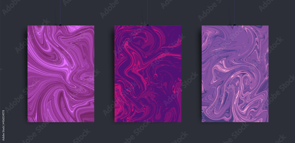 Trendy cover design with liquid background. Marble vector textur