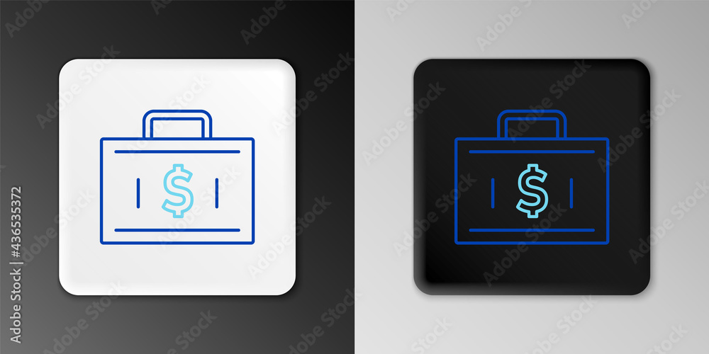 Line Briefcase and money icon isolated on grey background. Business case sign. Business portfolio. Financial management. Colorful outline concept. Vector