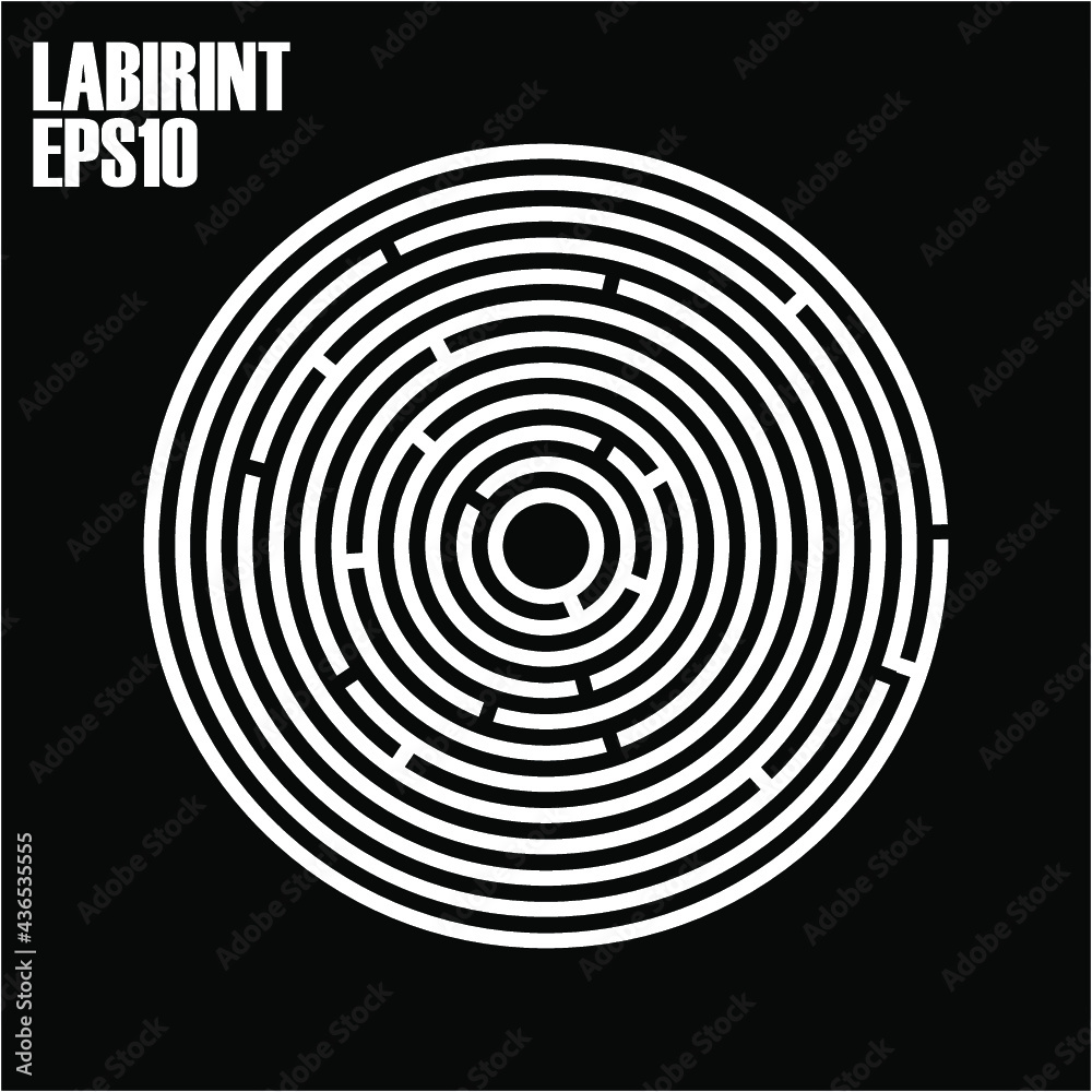 Fototapeta premium Round labyrinth on a black background