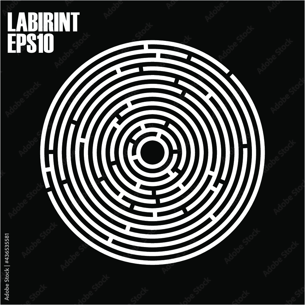 Round labyrinth on a black background Round labyrinth on a black background