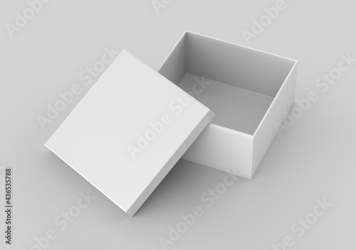 White Square Box Mockup, Blank shoe box Cardboard Container, 3d rendering isolated on light background © Pixelica21