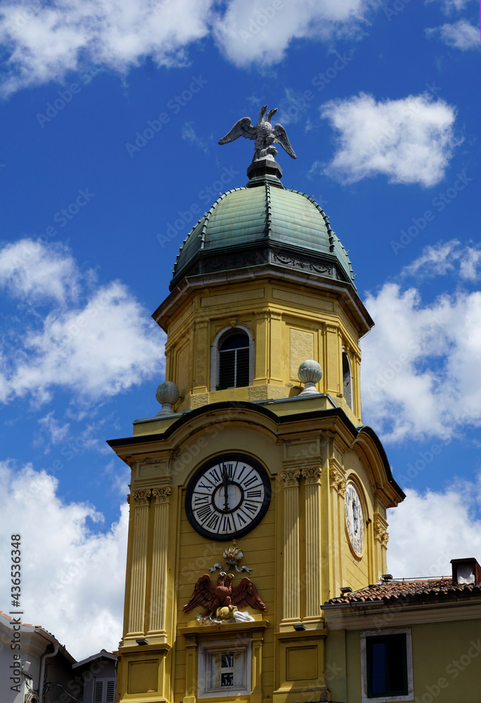 Noon at the city clock in the Croatian city of Rijeka