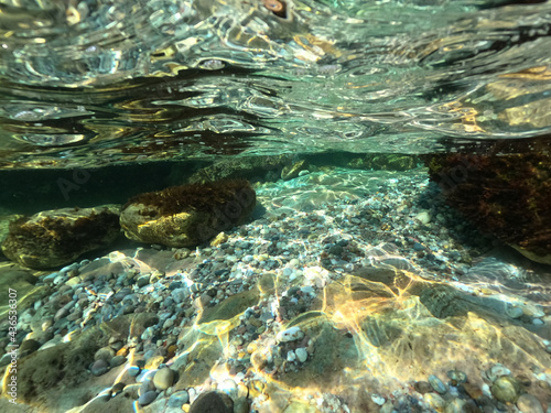 Underwater mediterranean Greek paradise island with emerald - turquoise sea
