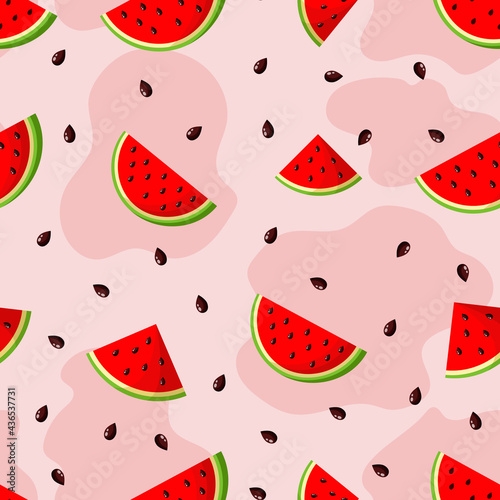 Vector seamless pattern with watermelon wedges.