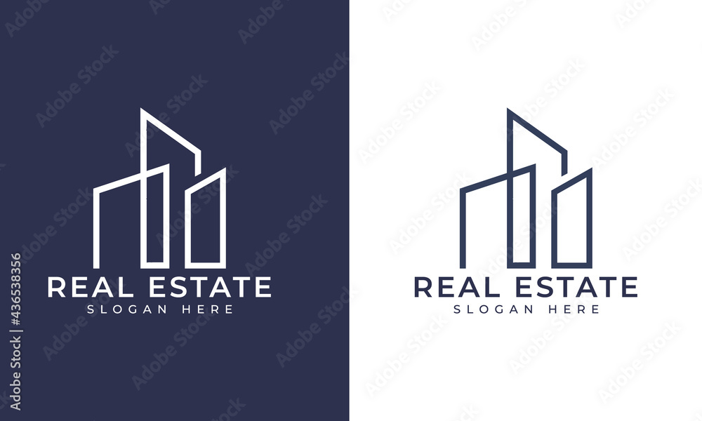 Line buildings logo, building properties logo design vector Line buildings logo, building properties logo design vector