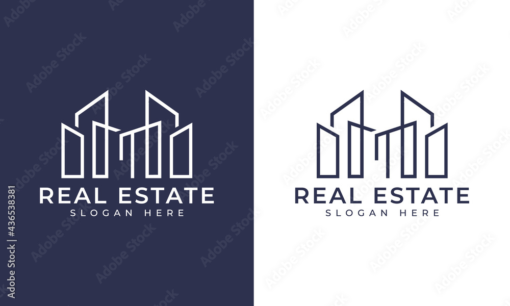 Line buildings logo, building properties logo design vector Line buildings logo, building properties logo design vector
