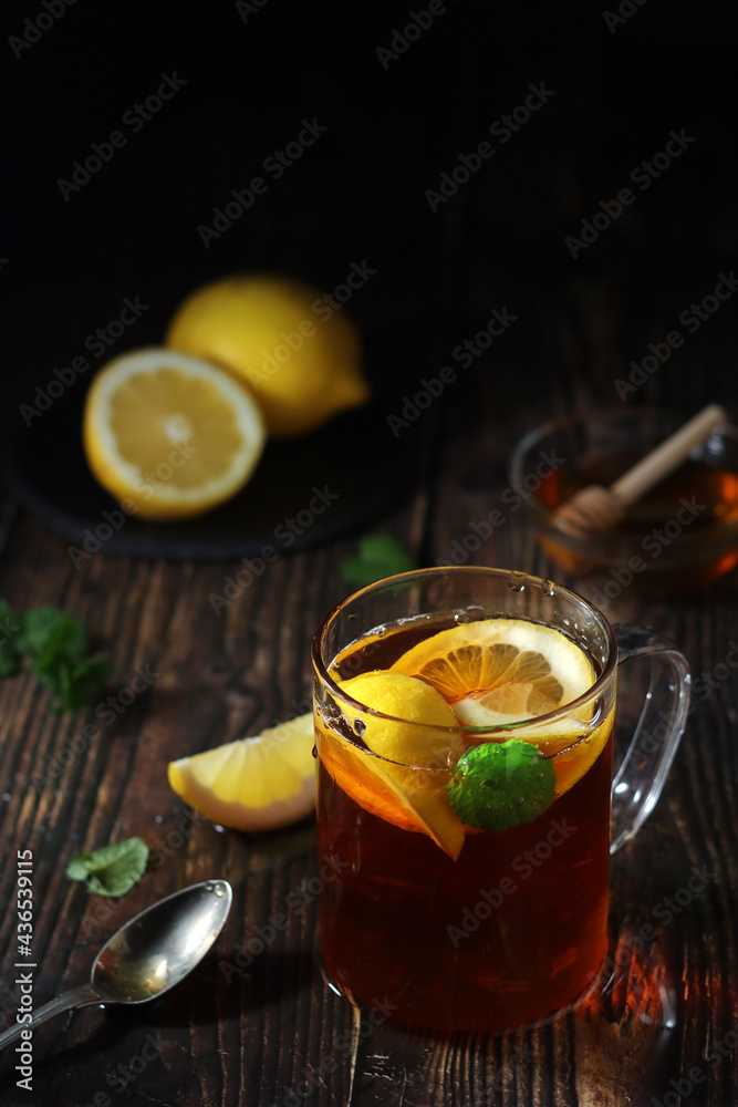 Black tea with lemon and honey Black tea with lemon and honey