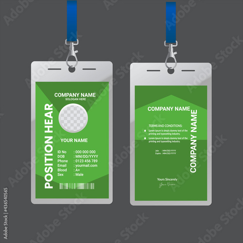 Abstract Simple Geometric Blue Id Card Design, Professional Identity Card Template Vector