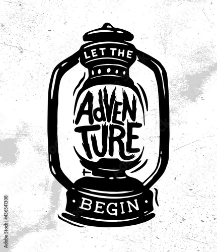 Let the adventure begin retro vintage poster