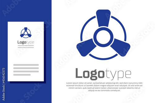 Blue Car motor ventilator icon isolated on white background. Logo design template element. Vector