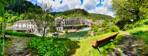 The Mineral Therme and water cascades in Bad Teinach. Black Forest, Baden-Wurttemberg, Germany, Europe photo