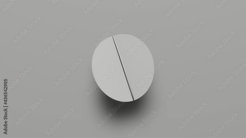 3d rendering white geometric shape rotates in random direction. Abstract simple seamless loop animated background