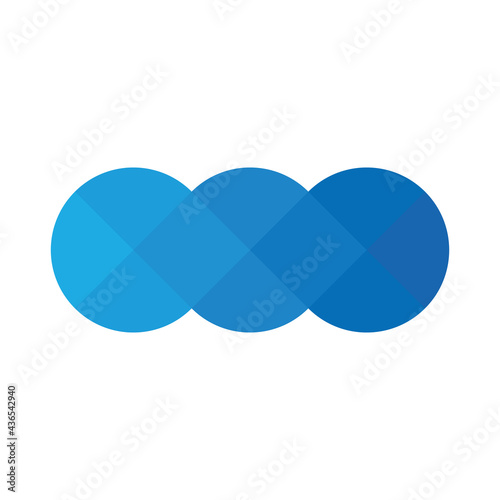 Blue pixelized mosaic logo design element. Abstract wavy shape. Simple flat vector graphic symbol